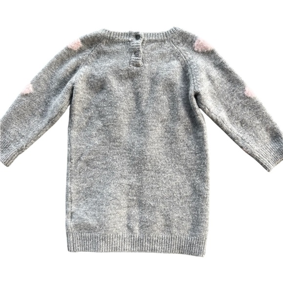 George Girls Grey Pink Heart Knit Sweater Dress Size 18-24 Months - Picture 3 of 5